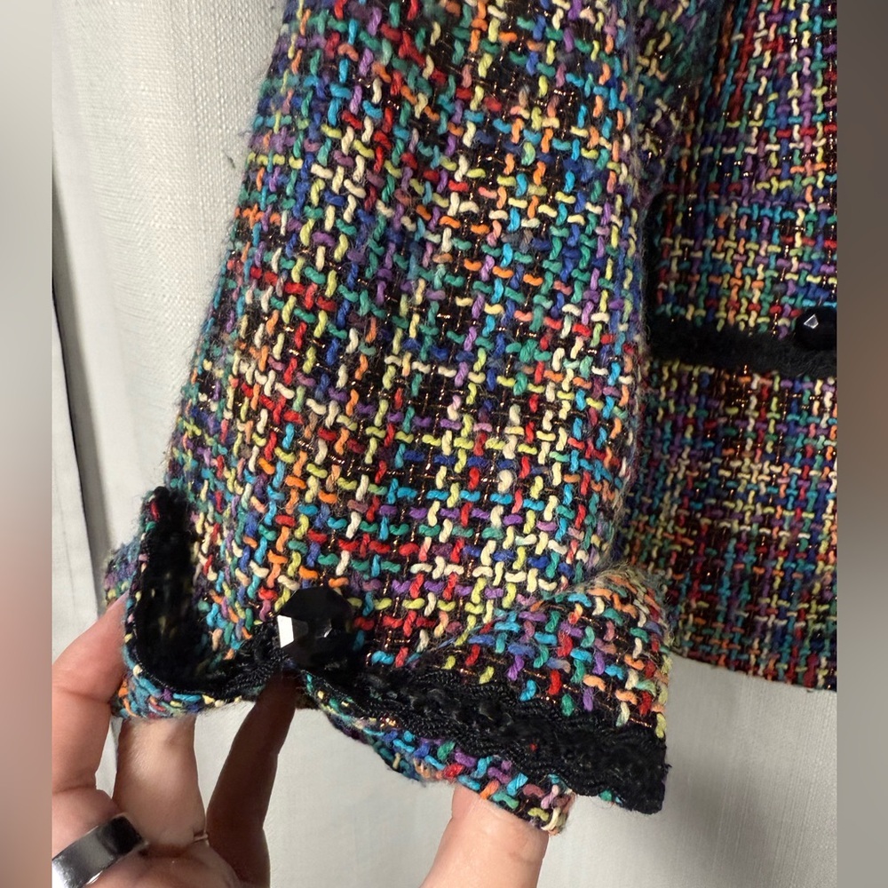 Vintage Sag Harbor Rainbow and Black Tweed Blazer Jacket Size 14 - Picture 6 of 8